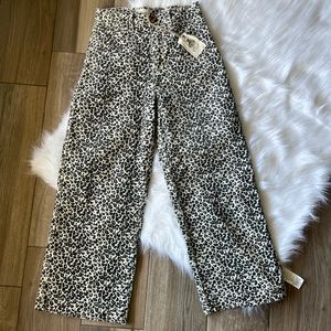 Easel | Animal Print Wide Leg Trouser Pants